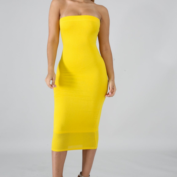 tube midi dress strapless